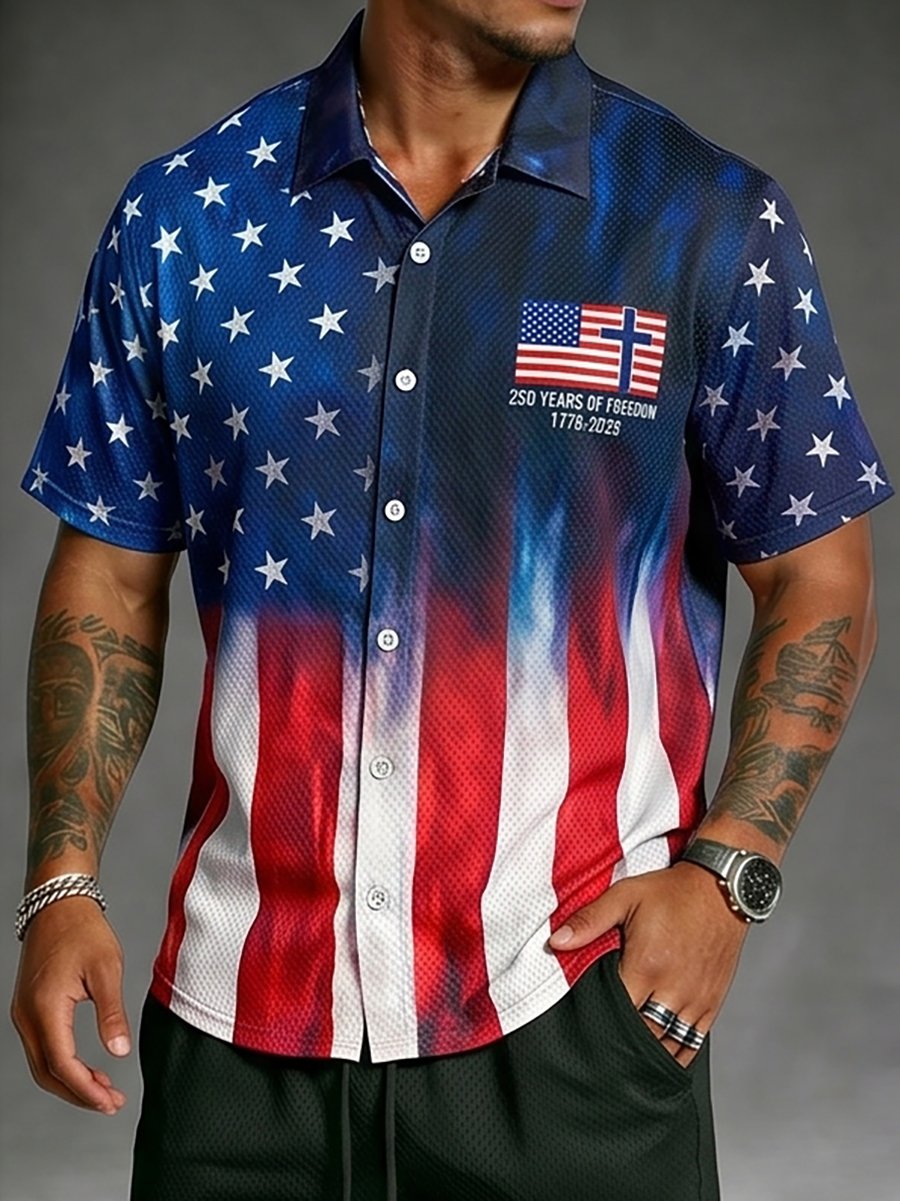 Men's U.S. 250th Anniversary Waffle-Knit Short-Sleeve Shirt