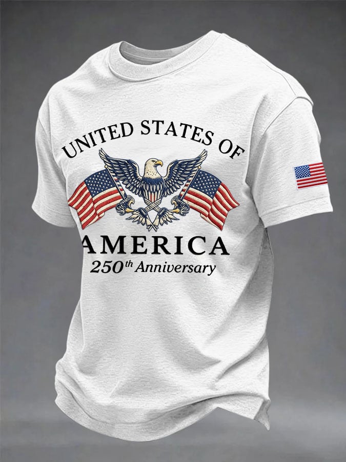 Men's USA 250th Anniversary Print Round Neck T-shirt