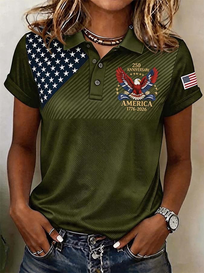 Women'S Independence Day Print Short-Sleeve Top