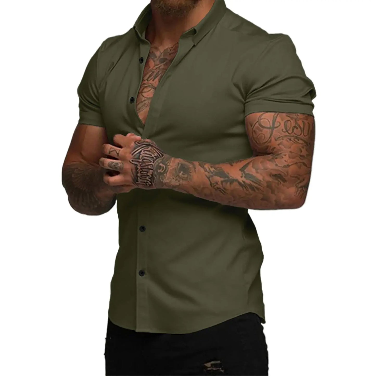 Men's Wrinkle-Free Muscle Fit Dress Shirts