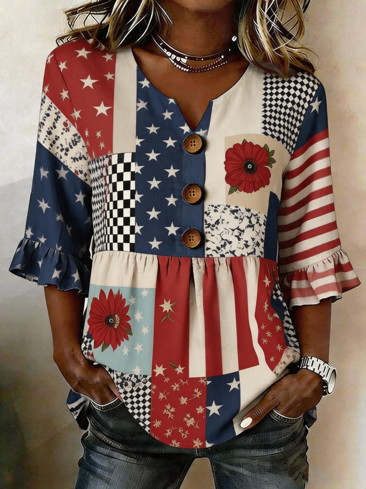 Women's 250th Anniversary of the Founding of the United States Print Top