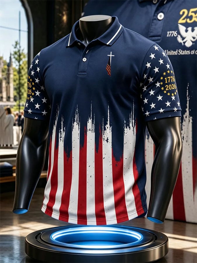 Men's Print Casual Polo Shirt