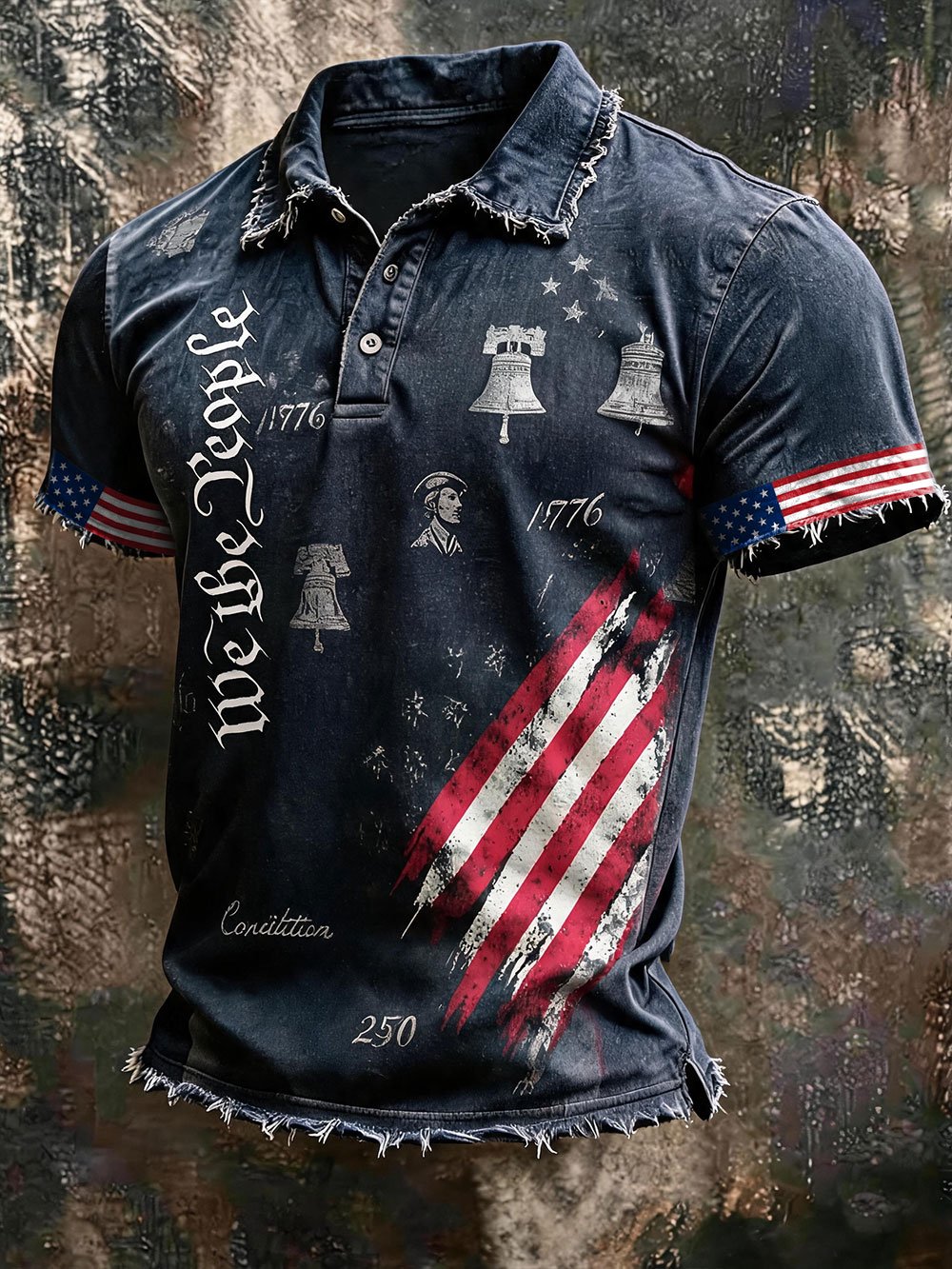 Men's Retro Patriotic Print Casual Short-Sleeve Polo Shirt