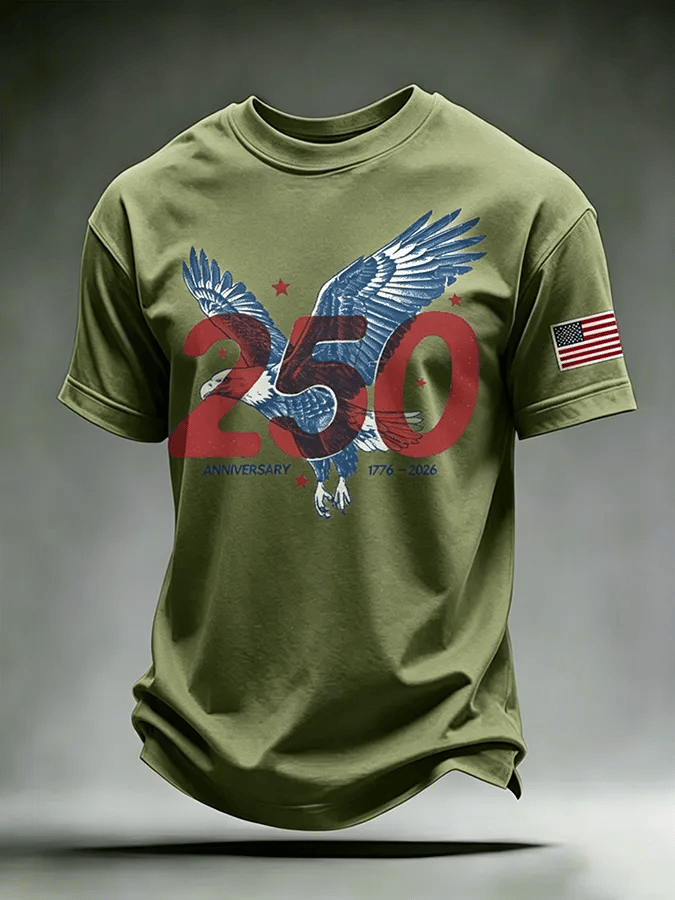Men's USA 1776-2026 Freedom Printed Casual T-shirt