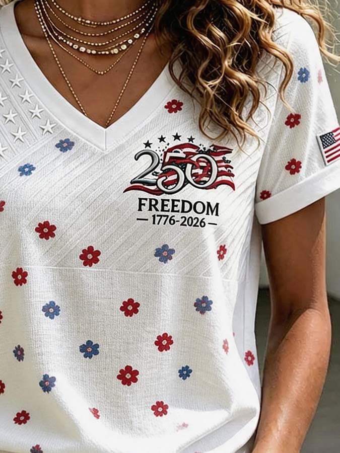 Women'S Casual Independence Day Print Top