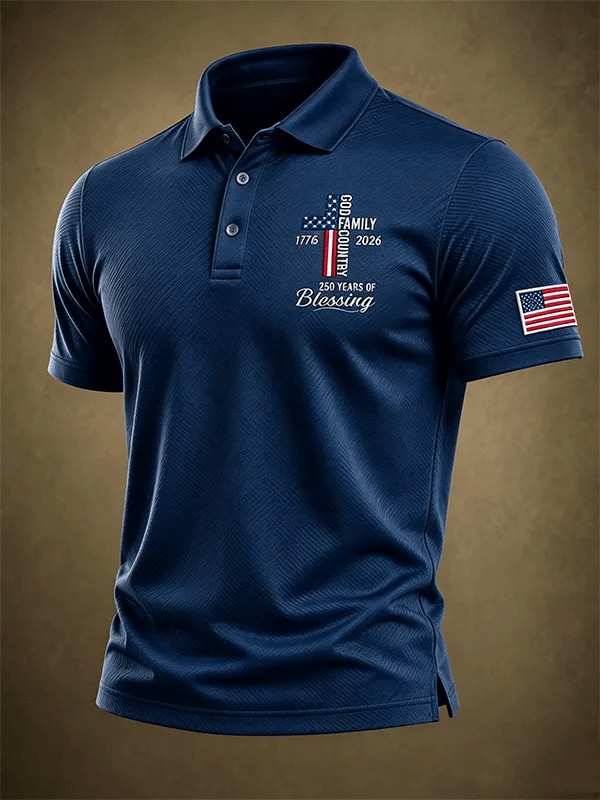 Men's USA 1776-2026 Freedom Printed Polo Shirt