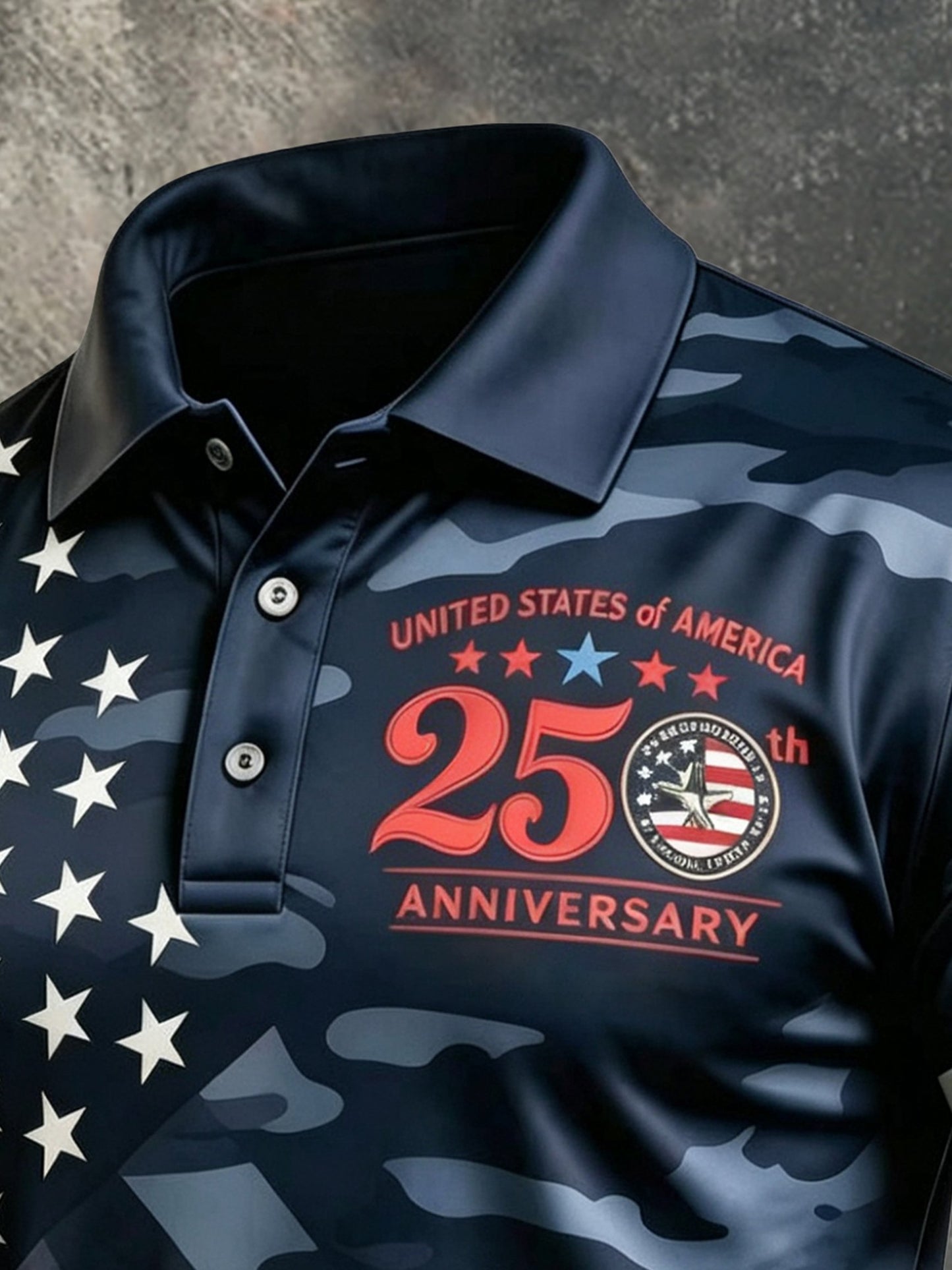 Men's Retro "Patriot" Color-Block Short-Sleeve Polo Shirt