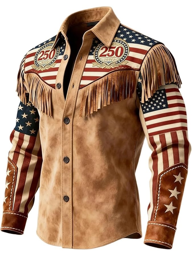 Men's vintage American 250th anniversary distressed Western shirt