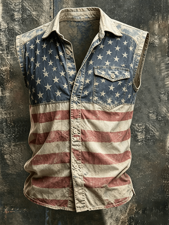 Patriotic Commemorative Art Design Retro Men's Vest
