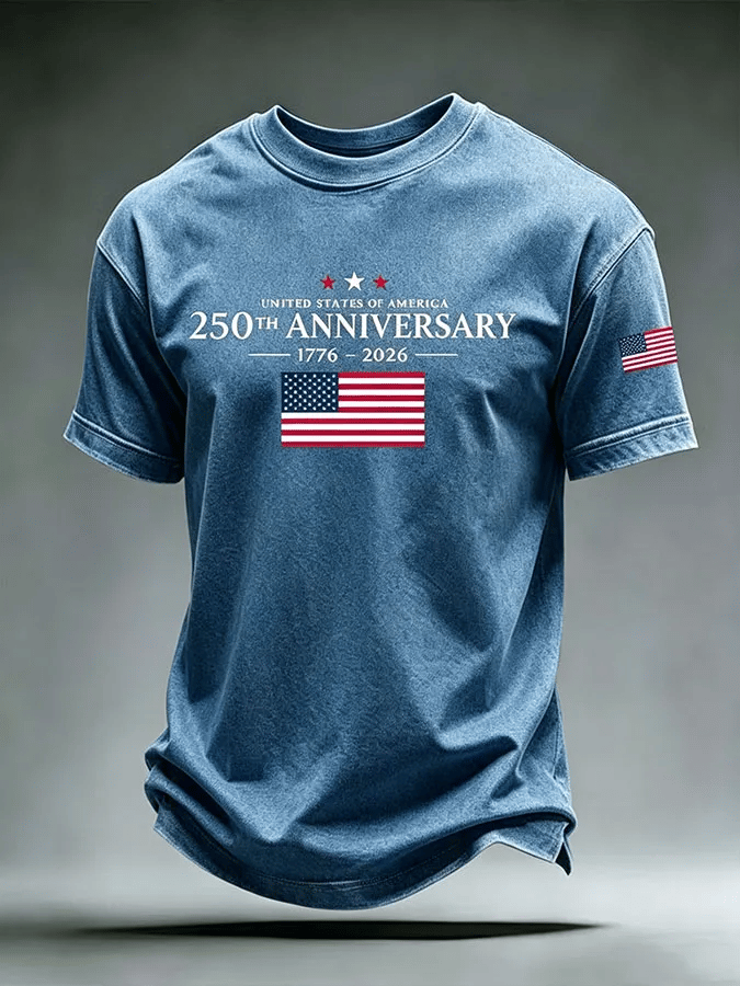 Men's USA 1776-2026 Freedom Printed Casual T-shirt