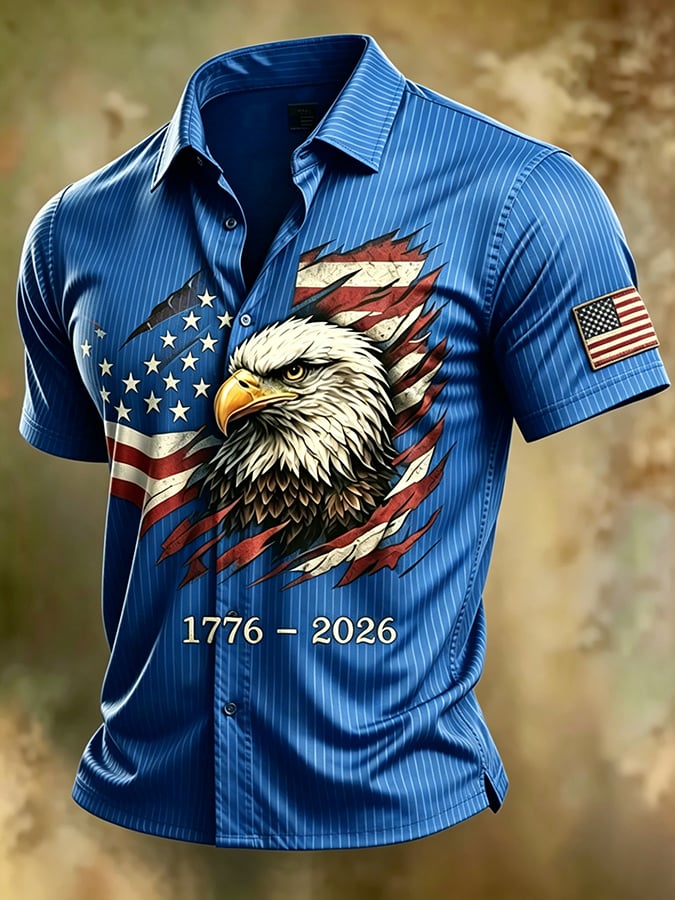 Men's 250th Independence Day Commemorative Freedom・Courage・Pride Printed Top