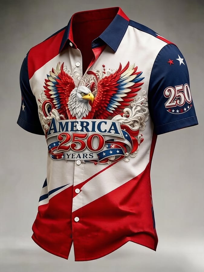 Men's USA 250th Anniversary Print Short-Sleeve Shirt
