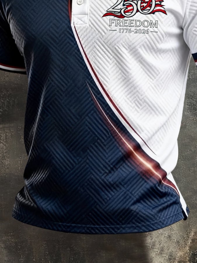 Men's Retro "Patriot" Color-Block Short-Sleeve Polo Shirt