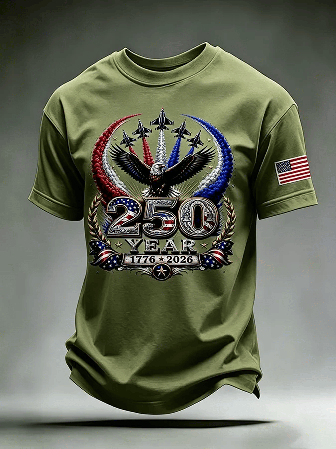 Men's USA 1776-2026 Freedom Printed Casual T-shirt