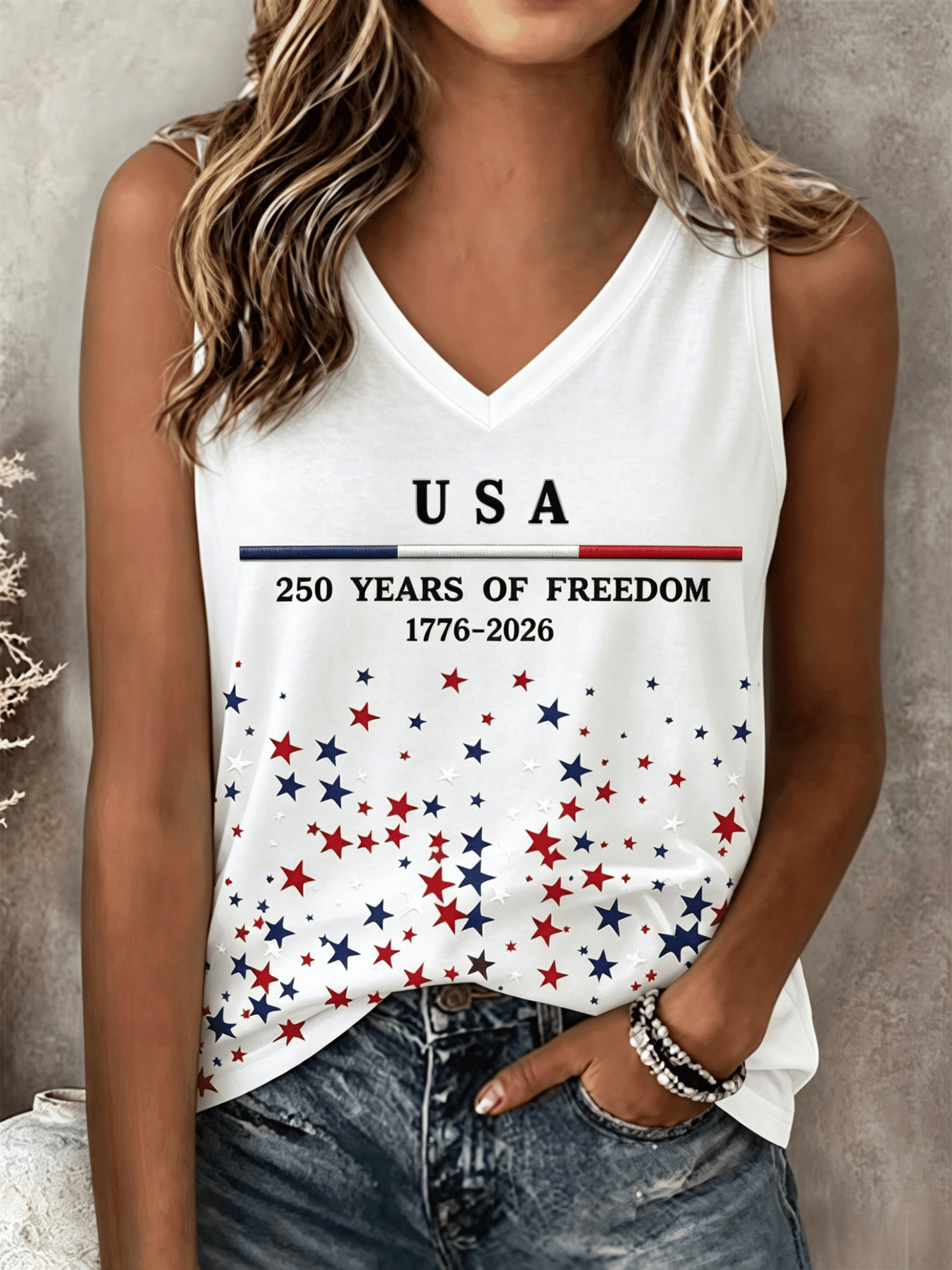 Women's Printed Top for USA 250th Anniversary Commemoration