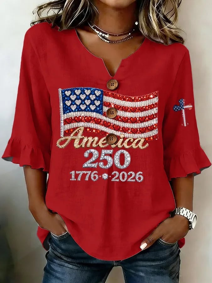 Women's Printed Top for USA 250th Anniversary Commemoration
