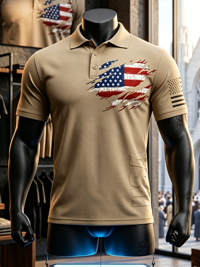 Men's America's 250th Anniversary Print Casual Polo Shirt