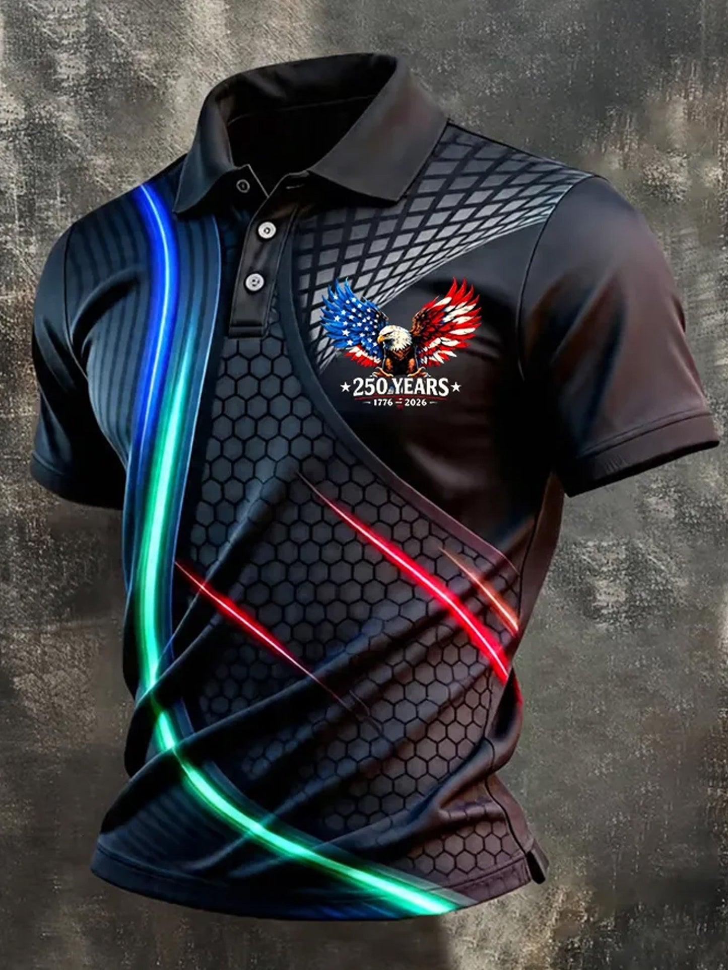 Men's American Flag Print Polo Shirt
