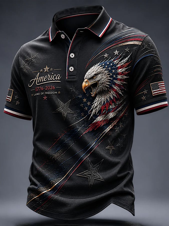 Men's Casual U.S. 250th Anniversary Print Polo Shirt