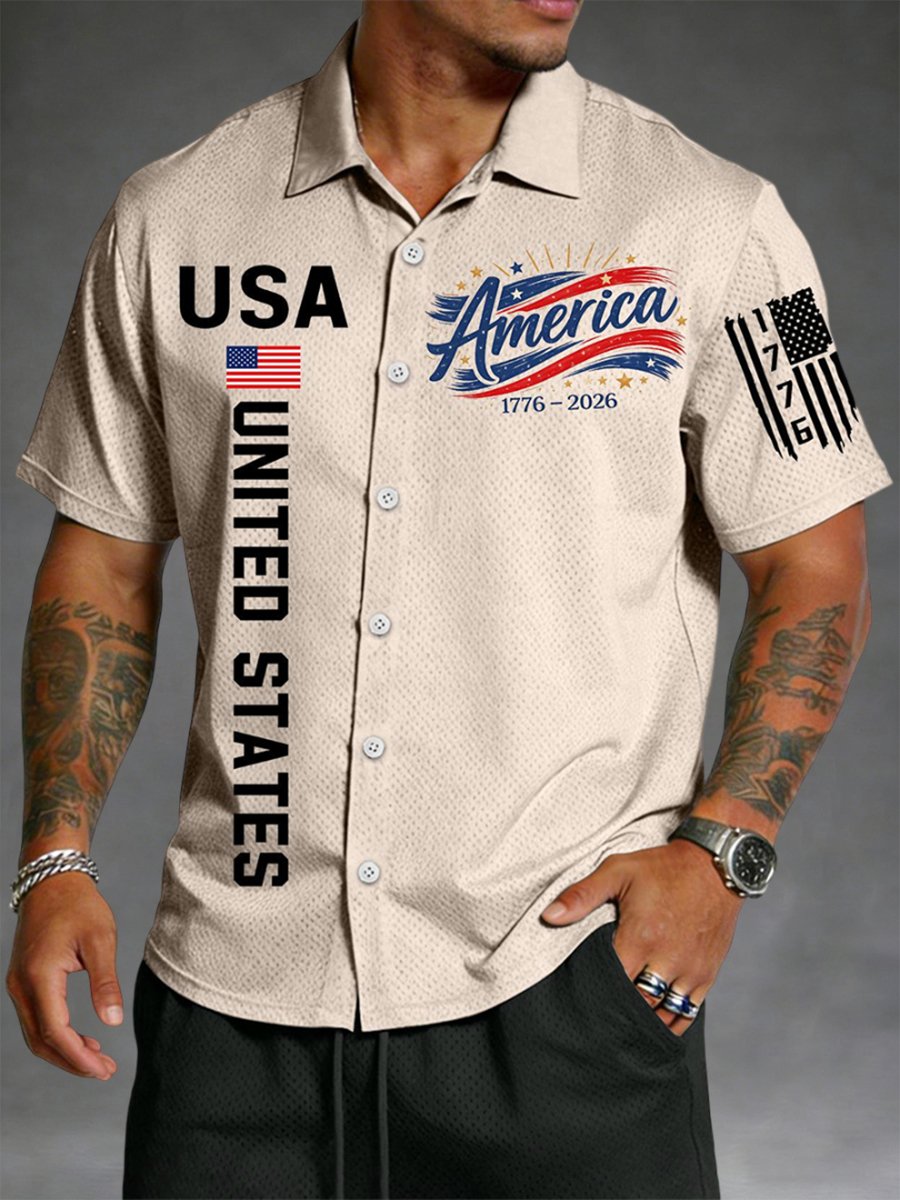 Men's U.S. 250th Anniversary Waffle-Knit Short-Sleeve Shirt