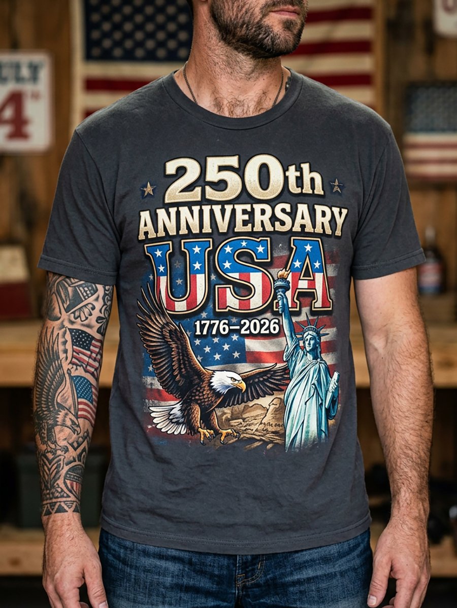 Men's American Anniversary Short-Sleeve Crew Neck T-Shirt