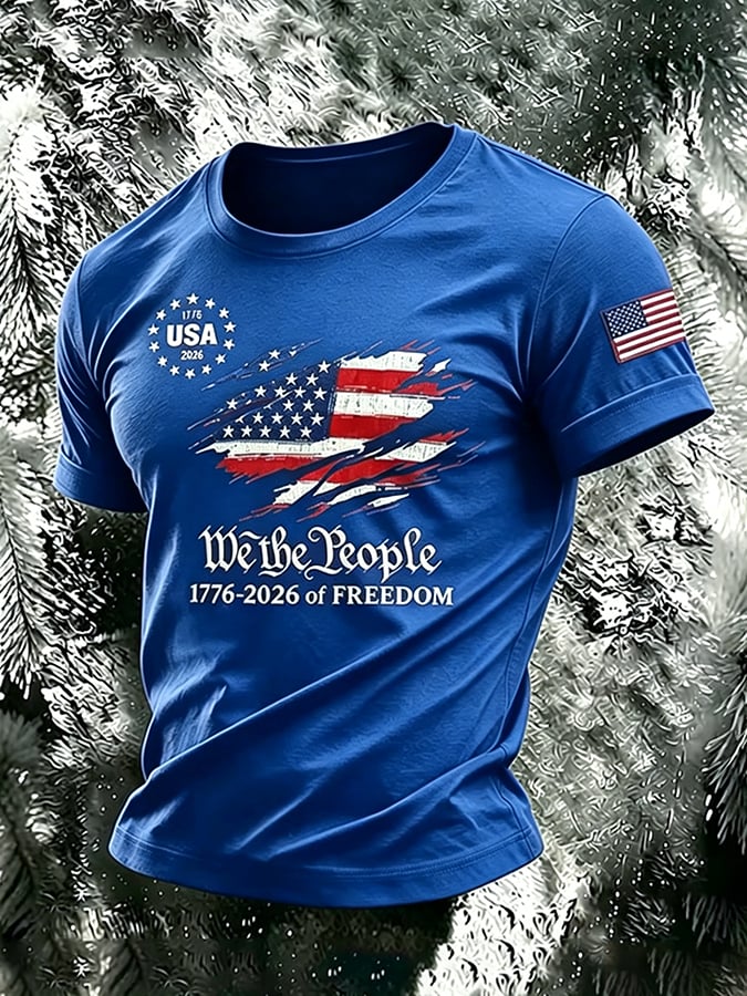 Men's 250th Independence Day Commemorative Freedom・Courage・Pride Printed Top