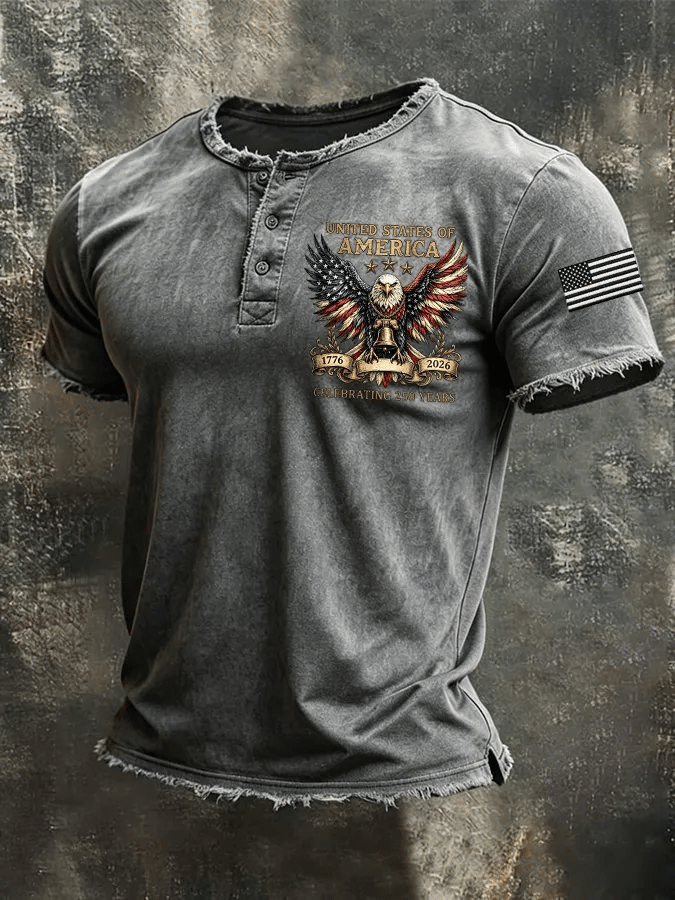 Men's USA 1776-2026 Independence Day Printed Casual T-shirt