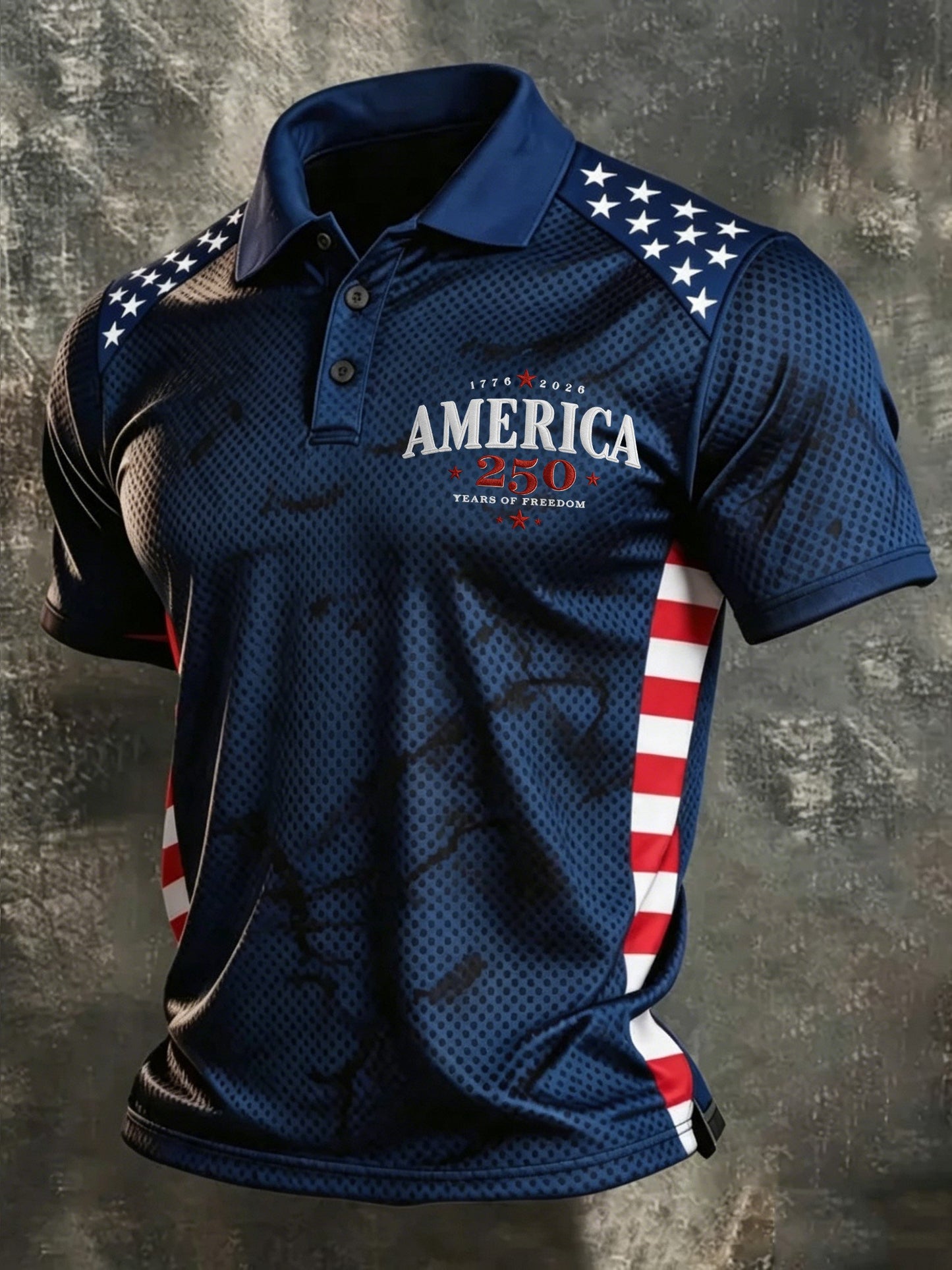 Men's American Flag Print Polo Shirt