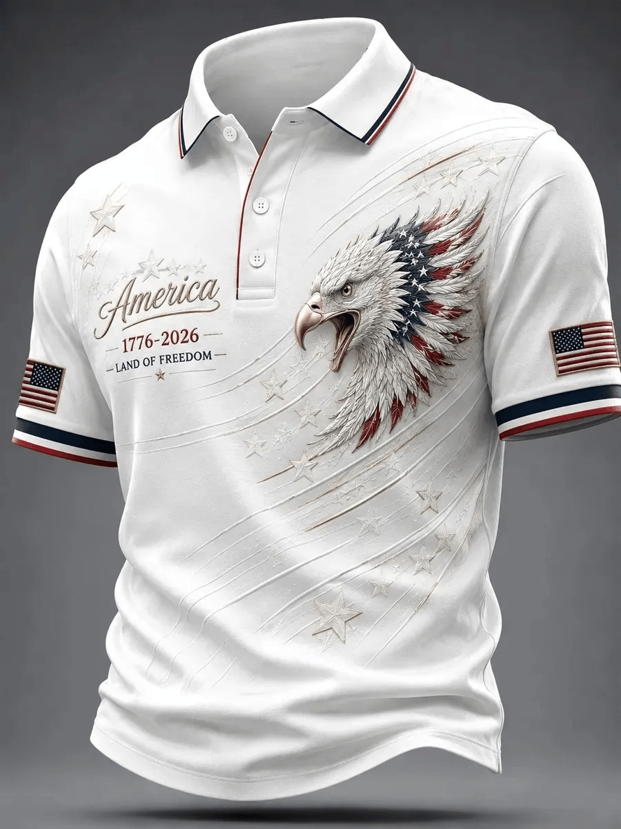 Men's USA 1776-2026 Freedom Printed Polo Shirt