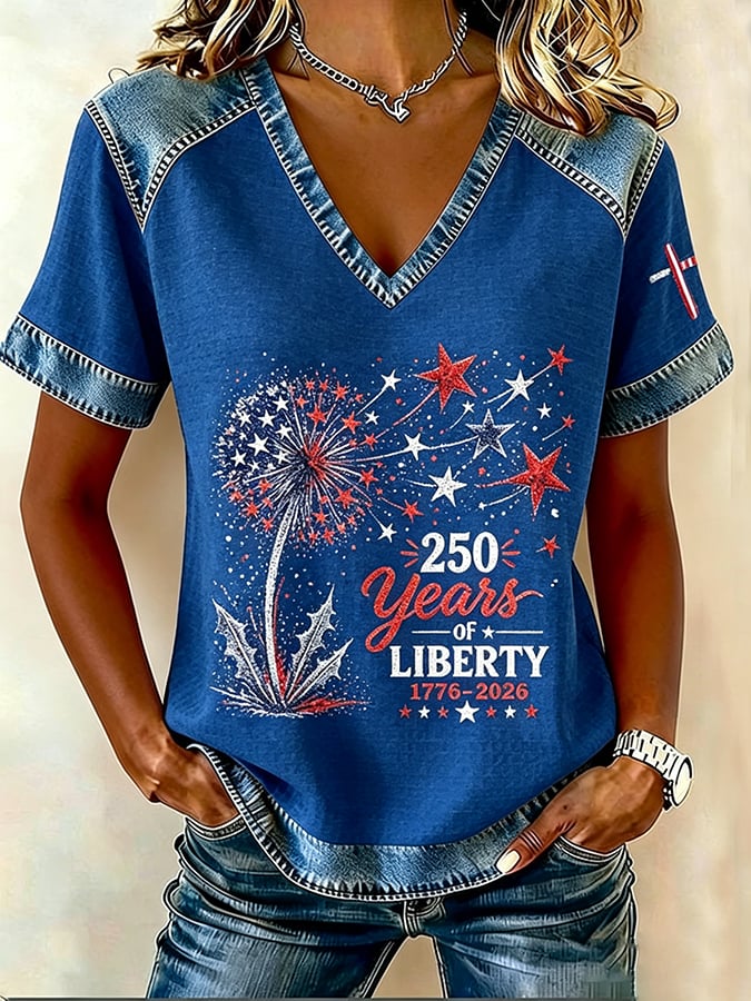 Women's America 250 1776-2026 Freedom Faith Print T-shirt