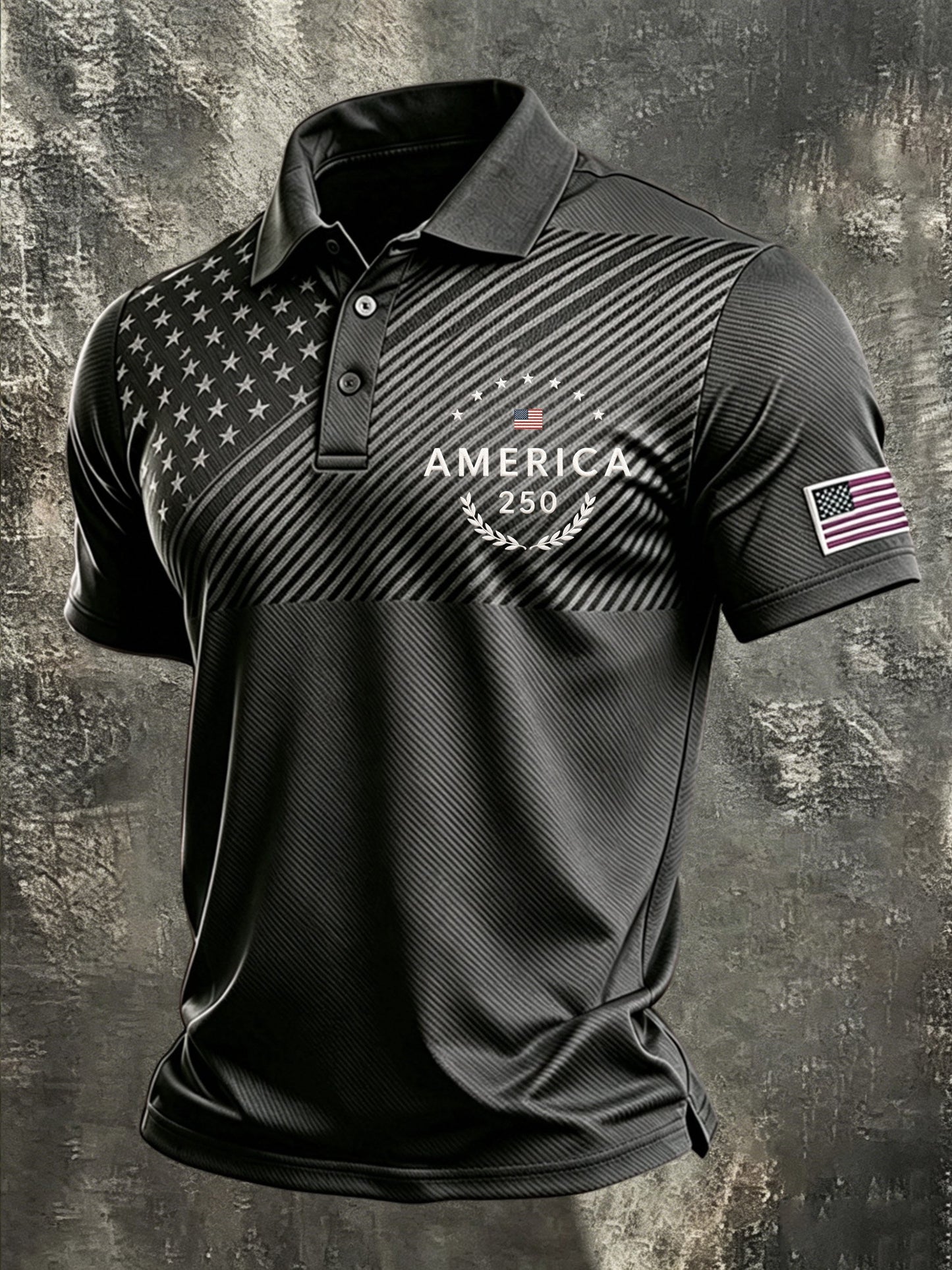 Men's American Flag Print Polo Shirt