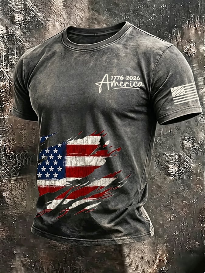 Men's USA 250th Anniversary Print Casual T-shirt
