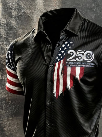 Men's Retro Independence Day Patriot Short-Sleeve Shirt