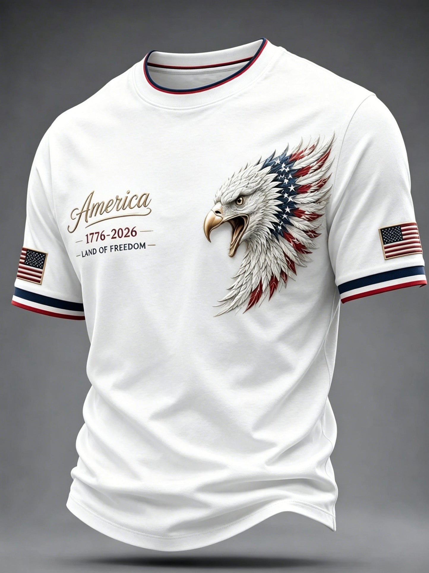 Men's USA 1776-2026 Freedom Printed Casual T-shirt