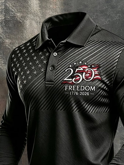 Men's Retro "Patriot" Color-Block Short-Sleeve Polo Shirt