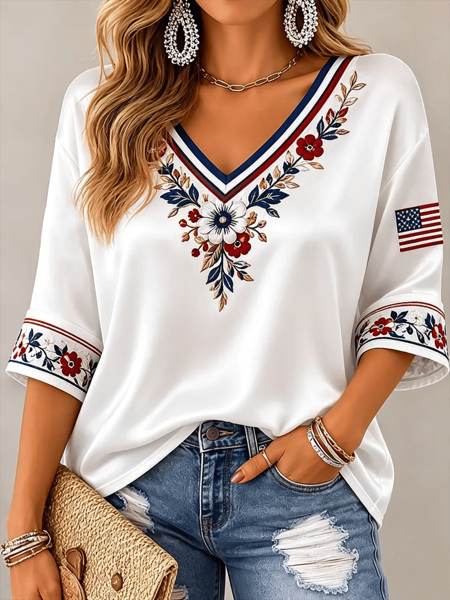Women's USA1776-2026 Freedom Print Casual Top