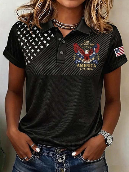 Women'S Independence Day Print Short-Sleeve Top