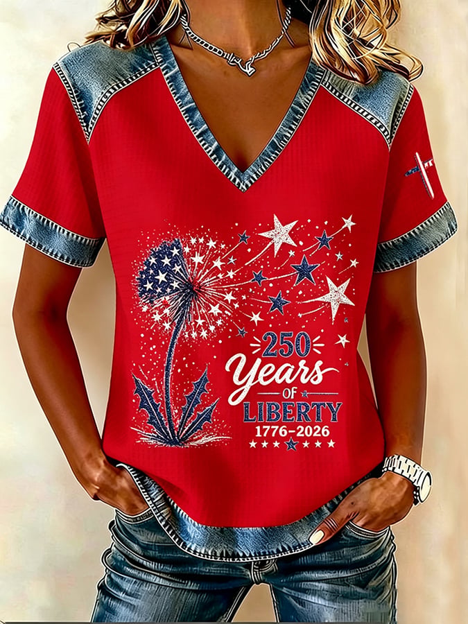 Women's America 250 1776-2026 Freedom  Faith Print T-shirt