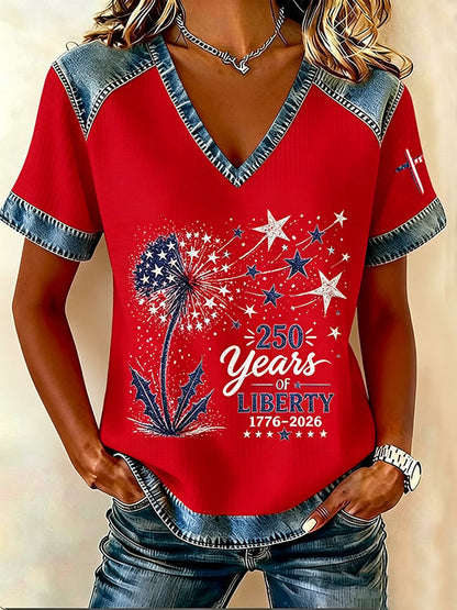 Women's America 250 1776-2026 Freedom  Faith Print T-shirt