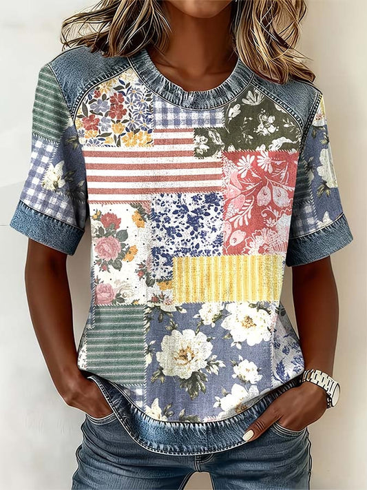 Women'S Casual Color-Blocked Top