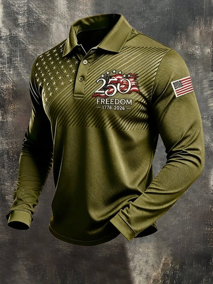 Men's Retro "Patriot" Color-Block Short-Sleeve Polo Shirt