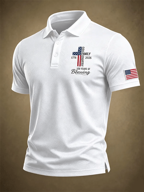 Men's USA 1776-2026 Freedom Printed Polo Shirt