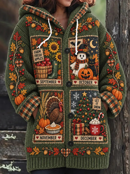 "dear 'ber' Months, I'm Ready" Women's Jacquard Knit Cardigan