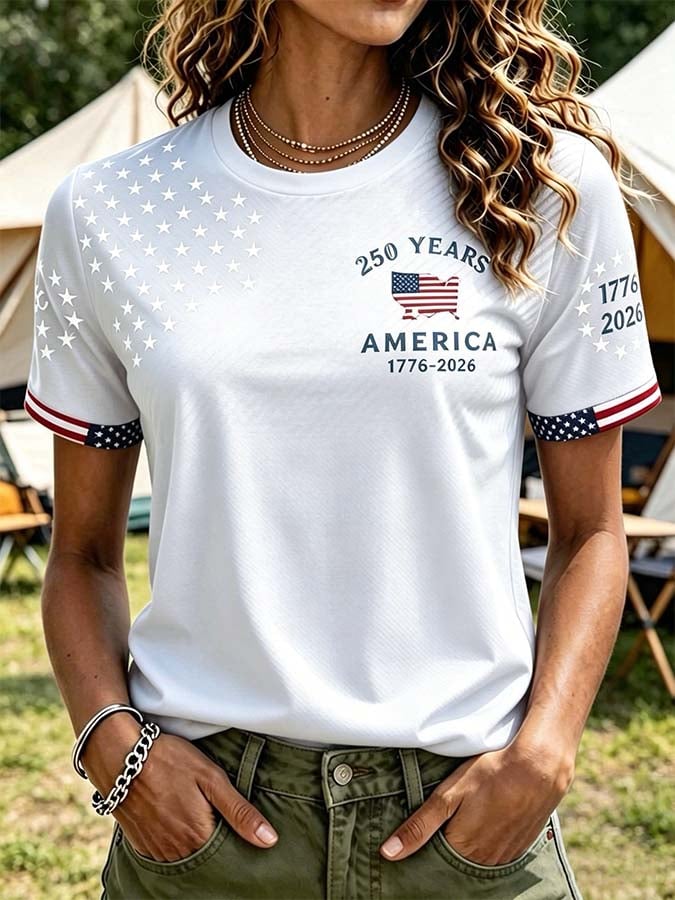 Women'S Casual Independence Day Printed Top