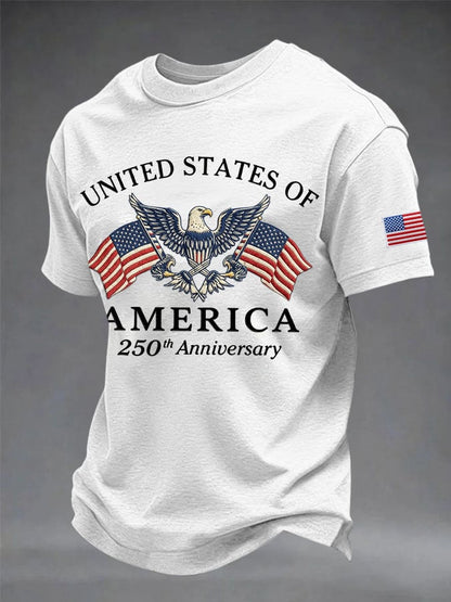 Men's USA 250th Anniversary Print Round Neck T-shirt