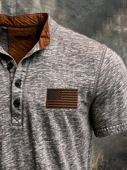 Men's Retro Color-Block "Patriot" Henley T-Shirt