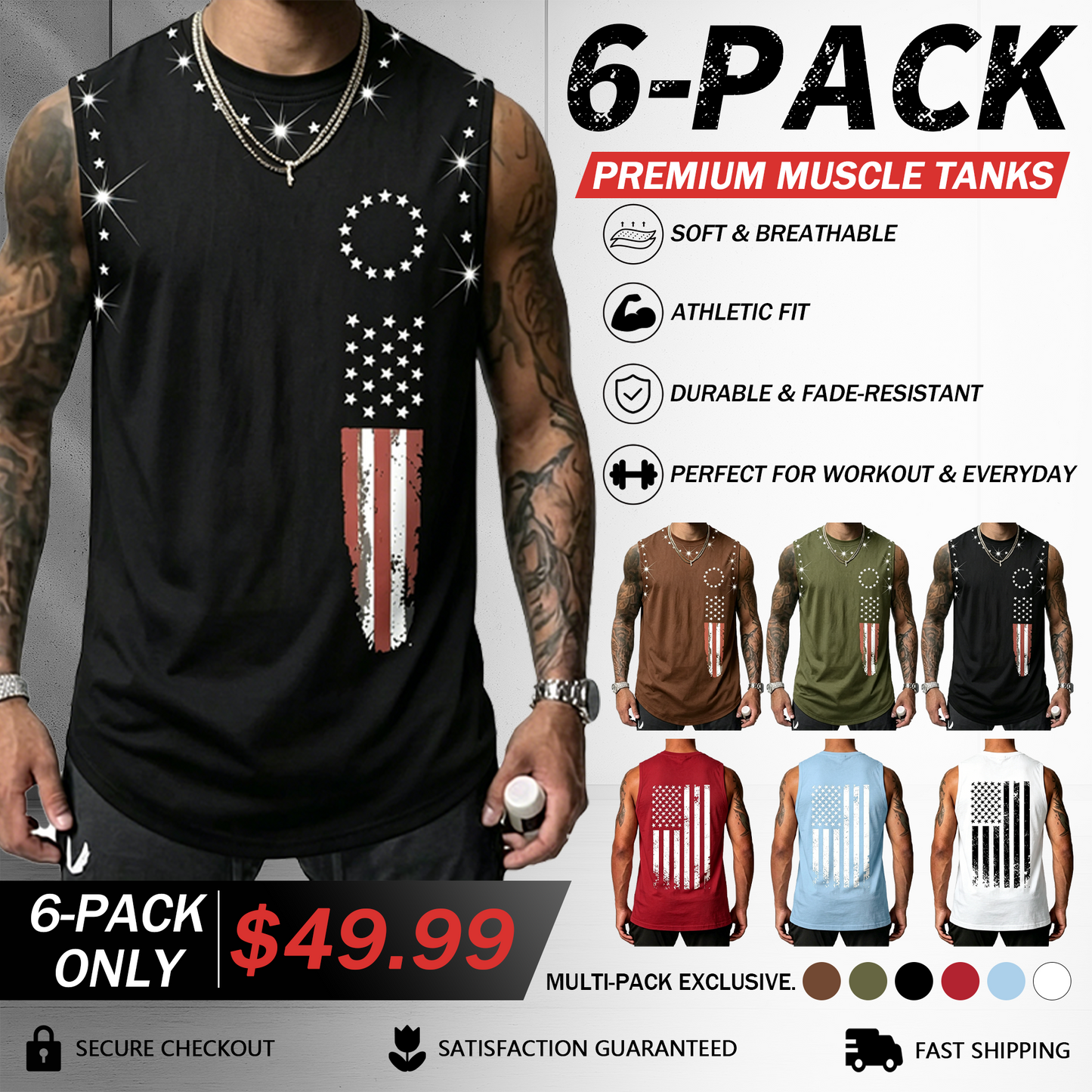 Men's American Flag Graphic Print Tank Top
