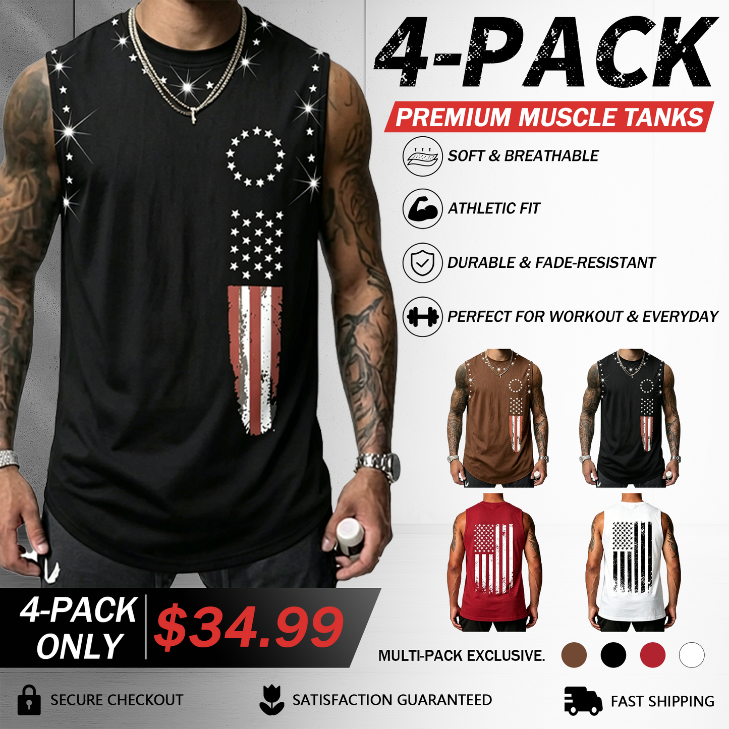 Men's American Flag Graphic Print Tank Top
