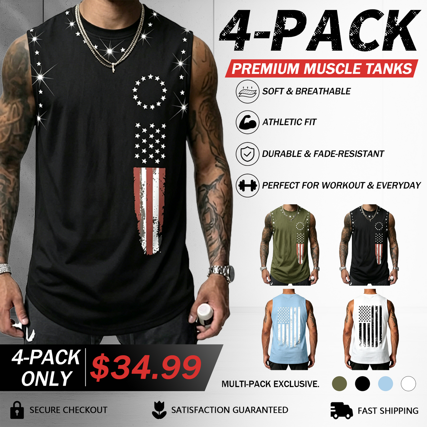 Men's American Flag Graphic Print Tank Top