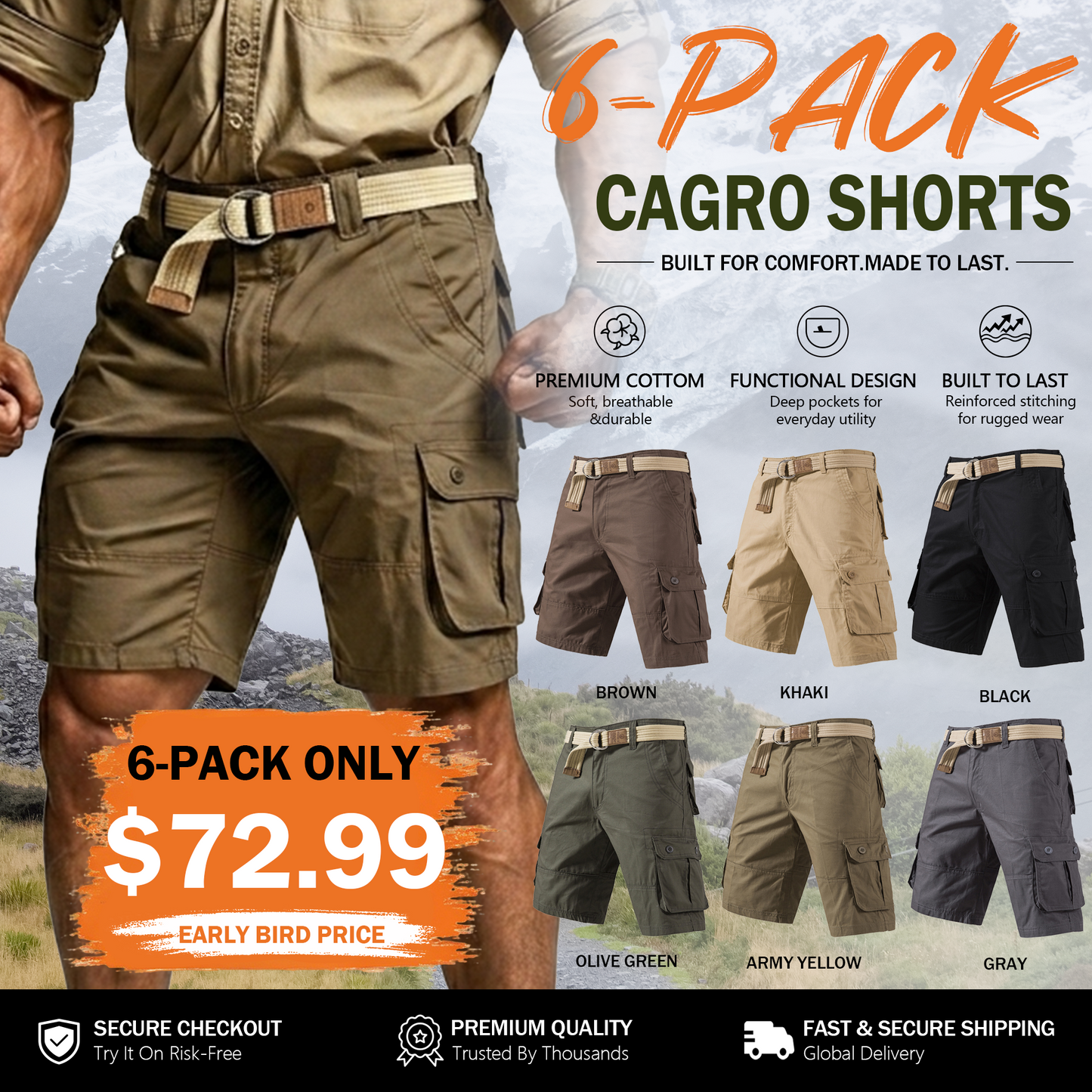 Men's Tactical Cargo Shorts with Multifunctional Pockets